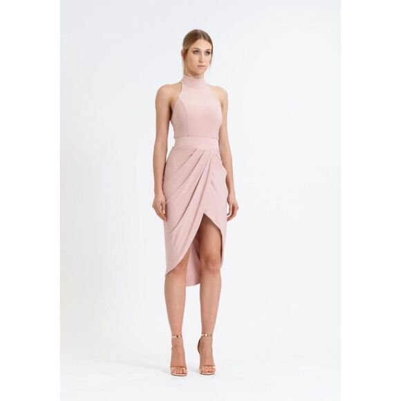 ZHIVAGO Miracle Satin-Panel Halter Midi Dress - Picture 5 of 10